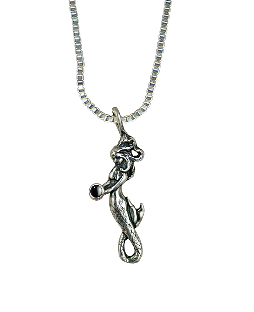 Sterling Silver Little Mermaid Pendant With Hematite
